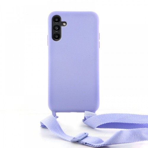 Θήκη OEM Σιλικόνης Matte Back Cover με Λουράκι για Samsung Galaxy A13 4G (Lilac Purple)