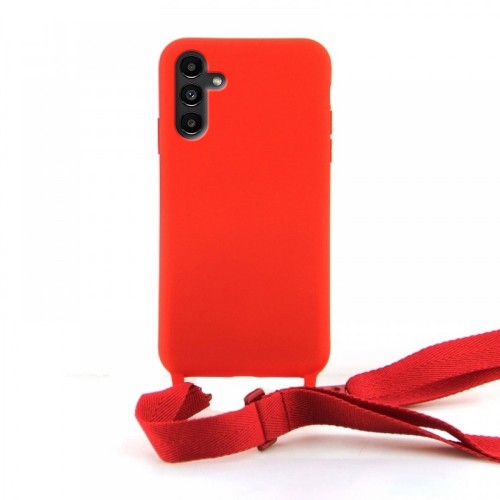 Θήκη OEM Σιλικόνης Matte Back Cover με Λουράκι για Samsung Galaxy A13 4G (Red)