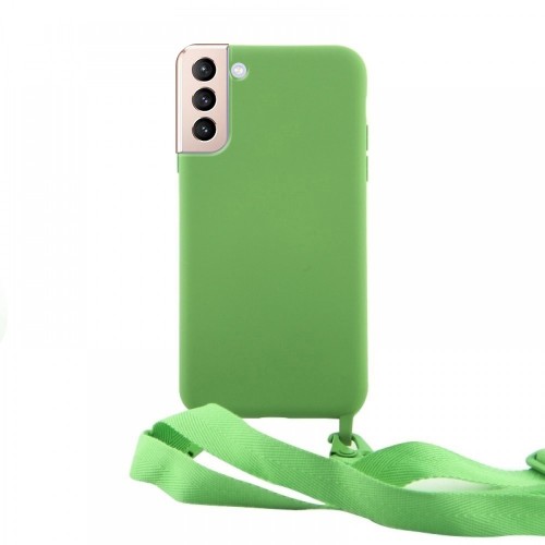 Θήκη OEM Σιλικόνης Matte Back Cover με Λουράκι για Samsung Galaxy S21 Plus (Pale Green) 