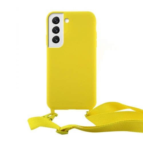 Θήκη OEM Σιλικόνης Matte Back Cover με Λουράκι για Samsung Galaxy S22 (Canary Yellow)