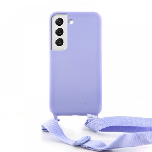 Θήκη OEM Σιλικόνης Matte Back Cover με Λουράκι για Samsung Galaxy S22 (Lilac Purple)