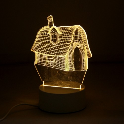Επιτραπέζιο 3D Φωτιστικό LED σε Σχήμα House (Άσπρο) 