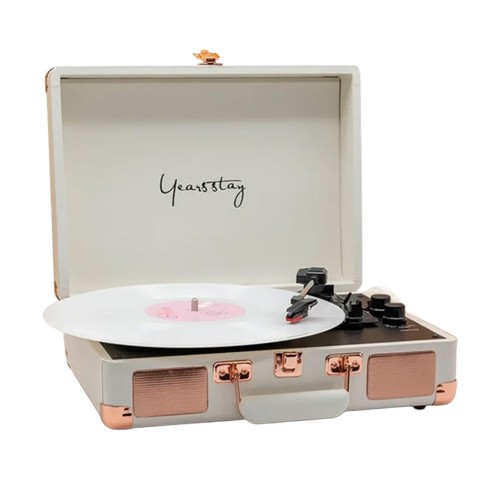 Φορητό Bluetooth Πικάπ-Βαλιτσάκι HY-T01 5W (Άσπρο-Rose Gold) (ph65_turntables)