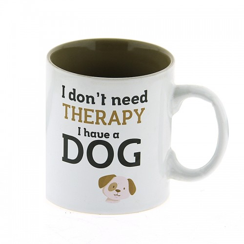 Κούπα I Don't Need Therapy I Have a Dog 340ml ('Ασπρο-Μπεζ) 