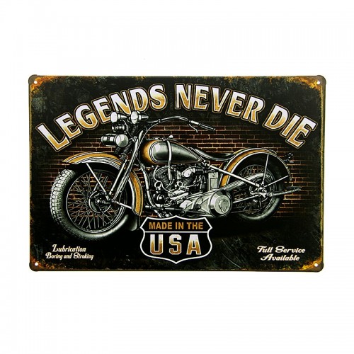Μεταλλική Διακοσμητική Πινακίδα Τοίχου Legends Never Die 20X30