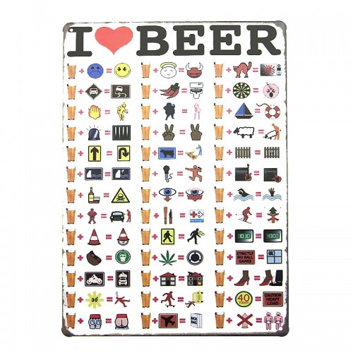 Μεταλλική Διακοσμητική Πινακίδα Τοίχου I love Beer 20X30