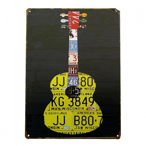 Μεταλλική Διακοσμητική Πινακίδα Τοίχου Guitar 20X30