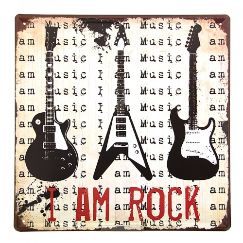 Μεταλλική Διακοσμητική Πινακίδα Τοίχου I am Rock 30X30