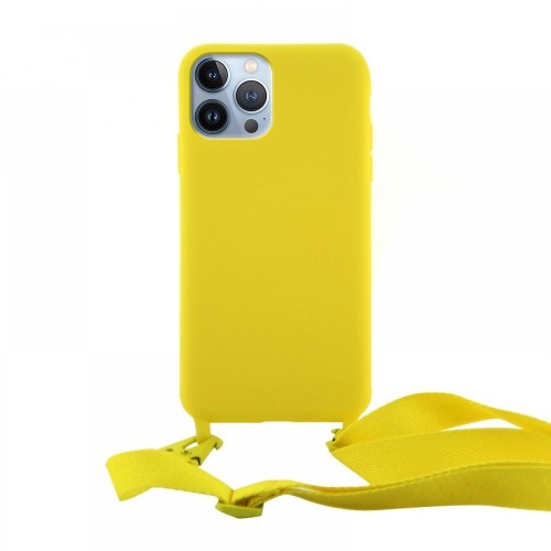 Θήκη OEM Σιλικόνης Matte Back Cover με Λουράκι για iPhone 13 Pro (Canary Yellow) 