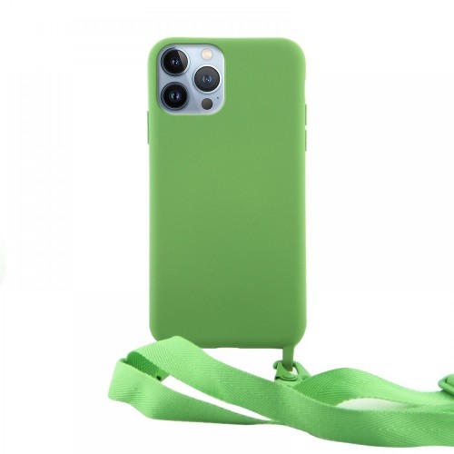 Θήκη OEM Σιλικόνης Matte Back Cover με Λουράκι για iPhone 13 Pro (Pale Green)