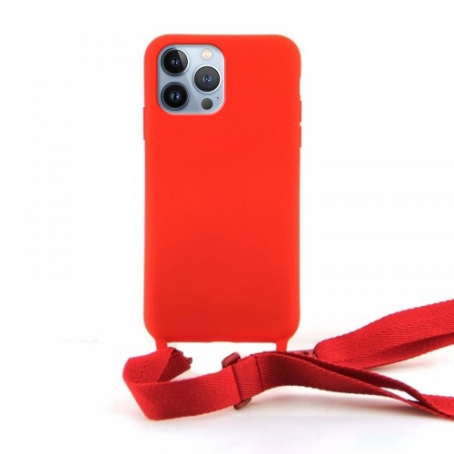 Θήκη OEM Σιλικόνης Matte Back Cover με Λουράκι για iPhone 13 Pro (Red)