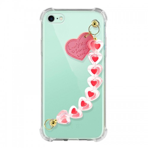 Θήκη Σιλικόνης Heart Chain Back Cover για iPhone 7/8 (Φουξ)