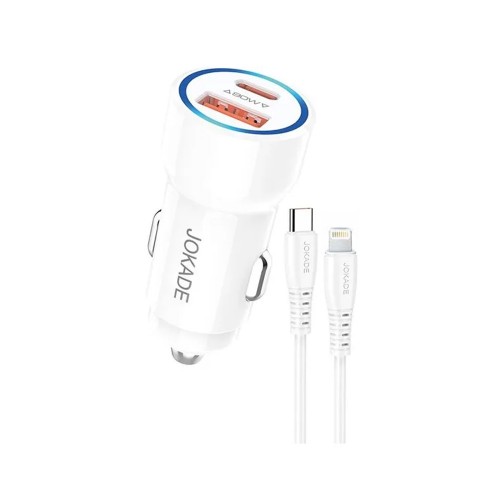  Fortistís Aftokinítou Jokade  Φορτιστής Αυτοκινήτου Jokade JH048 1x USB-A & 1x USB-C 90W με Καλώδιο Type- C to Lightning  (Άσπρο)