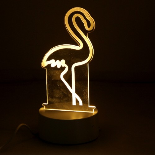 Επιτραπέζιο 3D Φωτιστικό LED σε Σχήμα Flamingo (Άσπρο) 
