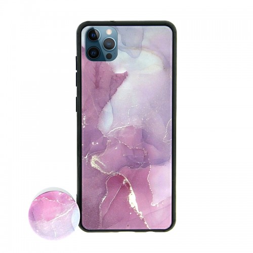 Θήκη με Popsocket Lilac Marble Back Cover για iPhone 12 / 12 Pro (Design)