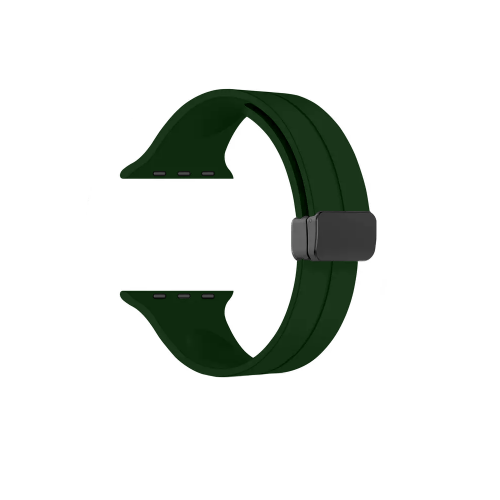 Ανταλλακτικό Λουράκι Σιλικόνης με Μαγνητικό Κούμπωμα για Apple Watch 42/44/45/49 mm  (Dark Green)