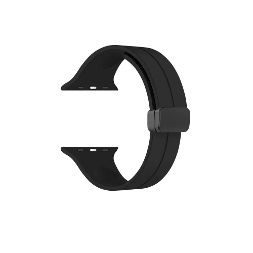 Ανταλλακτικό Λουράκι Σιλικόνης με Μαγνητικό Κούμπωμα για Apple Watch 42/44/45/49 mm  (Black)