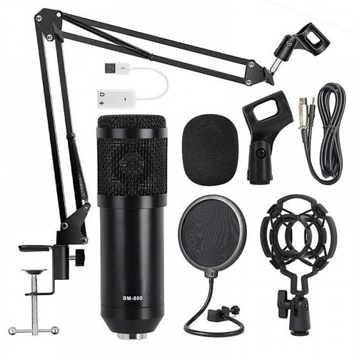  Σετ Studio BM-800 με Πυκνωτικό Μικρόφωνο, Βάση Στήριξης και Φίλτρο  (Μαύρο-Ασημί)