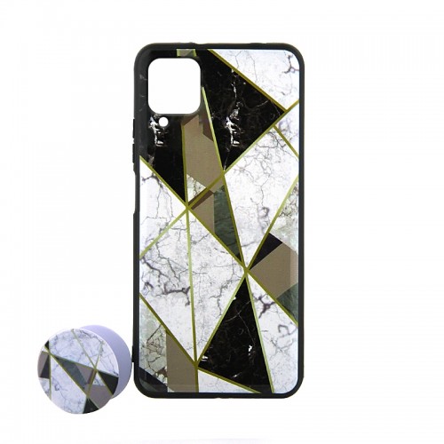 Θήκη με Popsocket Marble Triangles Back Cover για Samsung Galaxy A42 (Design)