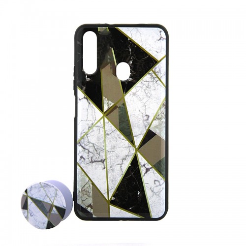 Θήκη με Popsocket Marble Triangles Back Cover για Samsung Galaxy A20s (Design)