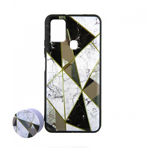 Θήκη με Popsocket Marble Triangles Back Cover για Samsung Galaxy A21s (Design) 