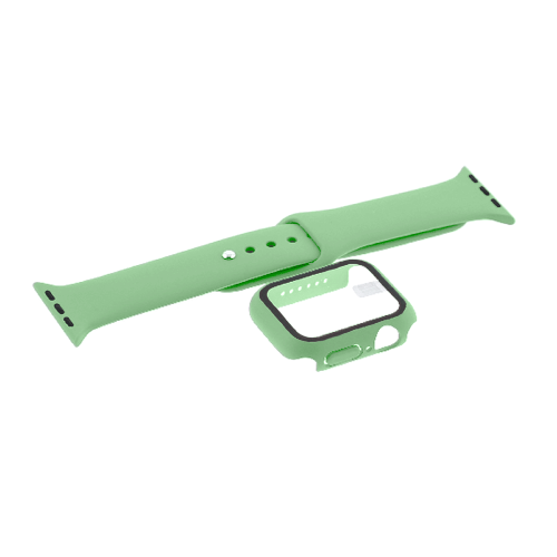 Θήκη Προστασίας με Tempered Glass & Λουράκι Σιλικόνης για Apple Watch 44mm (Matcha Green)