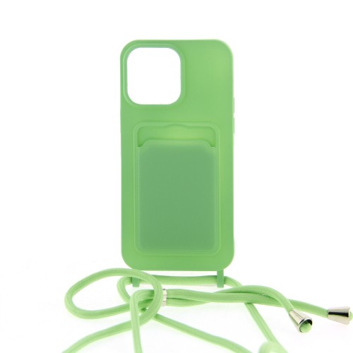 Θήκη Matte Card Back Cover με Κορδόνι για iPhone 14 Pro (Matcha Green)