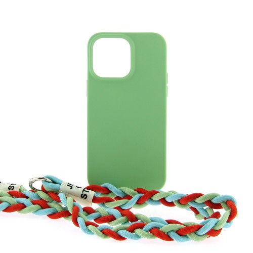 Θήκη Mat Back Cover με Πολύχρωμο Κορδόνι για iPhone 14 Pro Max (Matcha Green)