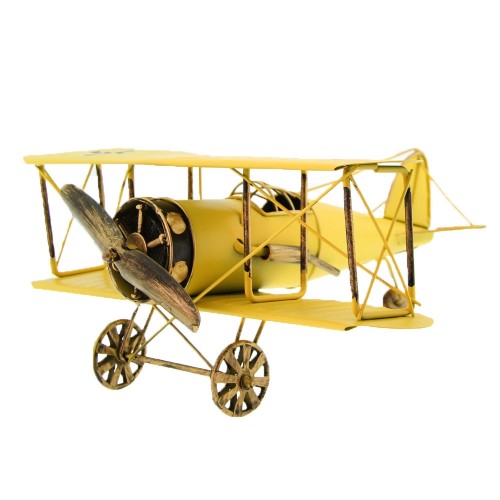 Διακοσμητικό Μεταλλικό Αεροπλάνο (Κίτρινο) 