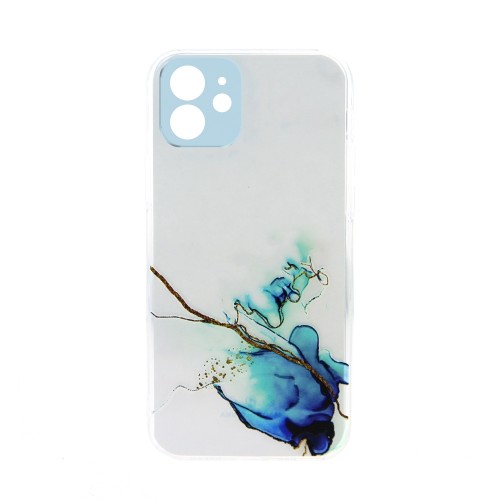 Θήκη Marble Clear Case Back Cover με Προστασία Κάμερας για iPhone 12 (Μπλε) 