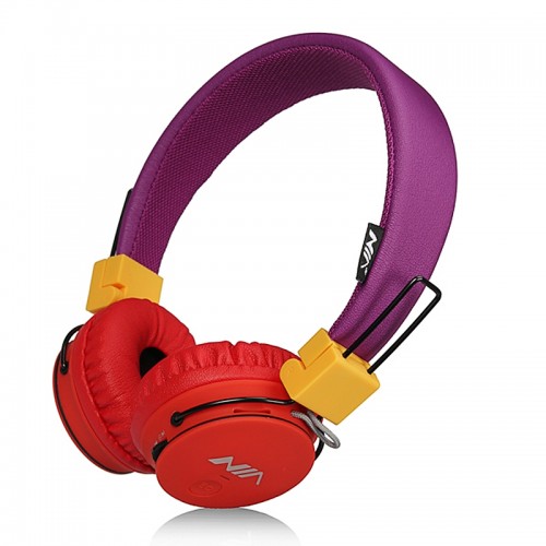 Ακουστικά Stereo NIA Foldable NIA-1682S (Μωβ-Κόκκινο)