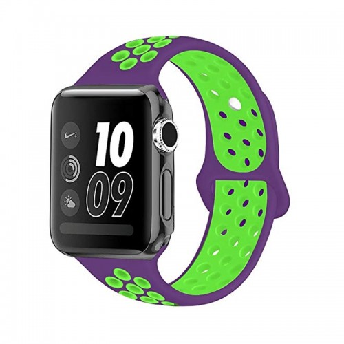 Ανταλλακτικό Λουράκι OEM Softband για Apple Watch 42/44mm (Μωβ - Πράσινο)