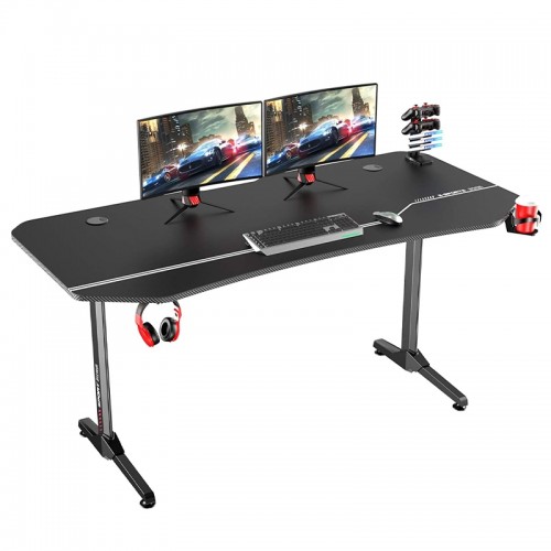 Gaming Desk NE-1675 With Headphone hook & Cup holder 159x75x75cm (Black)
