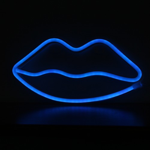 Επιτοίχιο Φωτιστικό Neon-LED σε Σχήμα Χείλη (Μπλε)