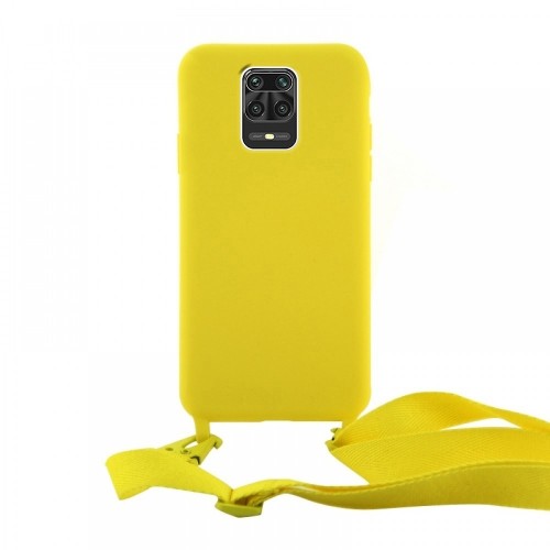 Θήκη OEM Σιλικόνης Matte Back Cover με Λουράκι για Xiaomi Redmi Note 9S/ 9 Pro (Canary Yellow) 