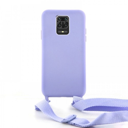 Θήκη OEM Σιλικόνης Matte Back Cover με Λουράκι για Xiaomi Redmi Note 9S/ 9 Pro (Lilac Purple)
