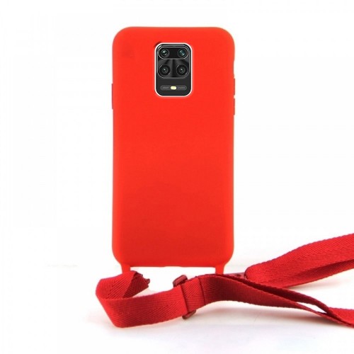 Θήκη OEM Σιλικόνης Matte Back Cover με Λουράκι για Xiaomi Redmi Note 9S/ 9 Pro (Red)