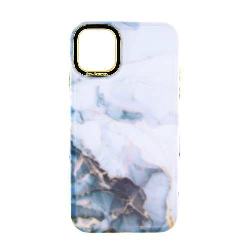 Θήκη Gold Accent Marble Back Cover Σιλικόνης για iPhone 11 (Ocean Blue) 