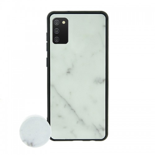 Θήκη με Popsocket Off-White Marble Back Cover για Samsung Galaxy A02S (Design)
