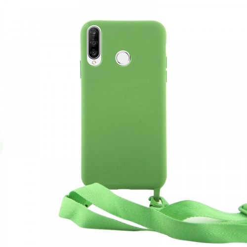 Θήκη OEM Σιλικόνης Matte Back Cover με Λουράκι για Huawei P30 Lite (Pale Green) 