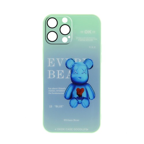 Θήκη Silicone & Glass Pale Blue Back Cover με Προστασία Κάμερας για iPhone 14 Pro Max (Design)