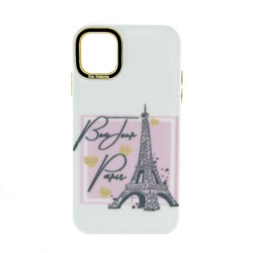 Θήκη Gold Accent Bonjour Paris Back Cover Σιλικόνης για iPhone 11 (White) 