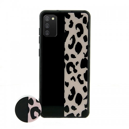 Θήκη με Popsocket Pink and Black Leopard Back Cover για Samsung Galaxy A02S (Design)