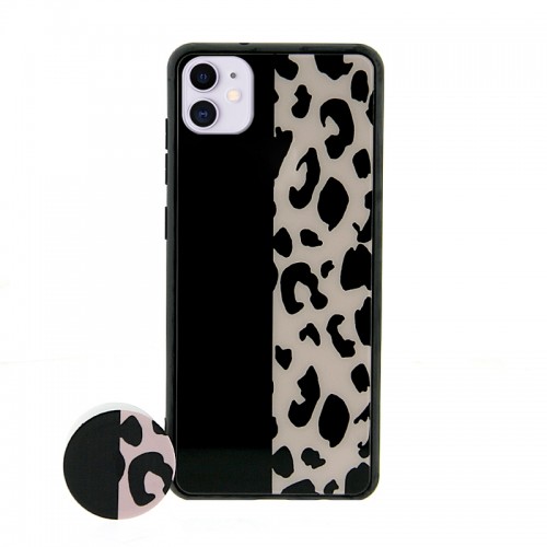 Θήκη με Popsocket Pink and Black Leopard Back Cover για iPhone 11 Pro Max (Design)