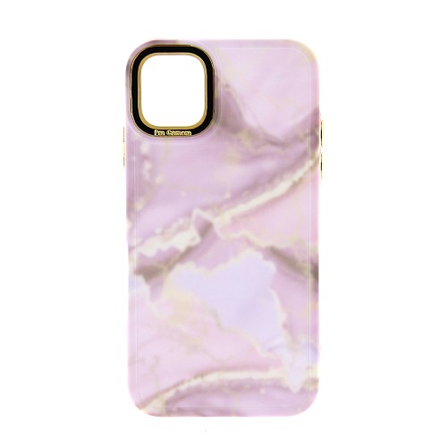 Θήκη Gold Accent Marble Back Cover Σιλικόνης για iPhone 11 (Pink)