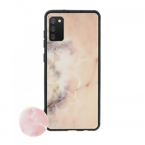 Θήκη με Popsocket Pink Champagne Marble Back Cover για Samsung Galaxy A02S (Design) 