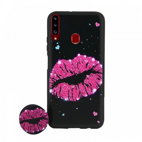 Θήκη με Popsocket Pink Kiss Back Cover για Samsung Galaxy A20s (Design)