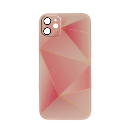 Θήκη Silicone & Glass Pink Lines Back Cover με Προστασία Κάμερας για iPhone 12 (Design)