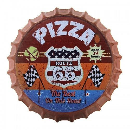Μεταλλικό Διακοσμητικό Τοίχου Καπάκι Route 66 Pizza (Design) 