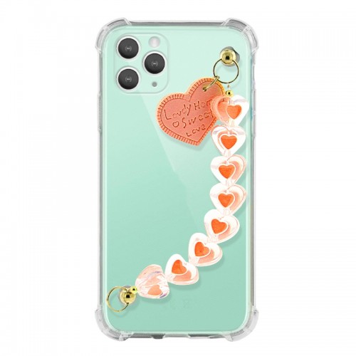 Θήκη Σιλικόνης Heart Chain Back Cover για iPhone 11 Pro (Πορτοκαλί)